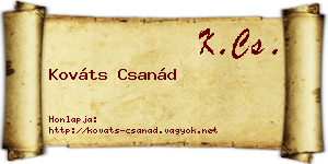 Kováts Csanád névjegykártya